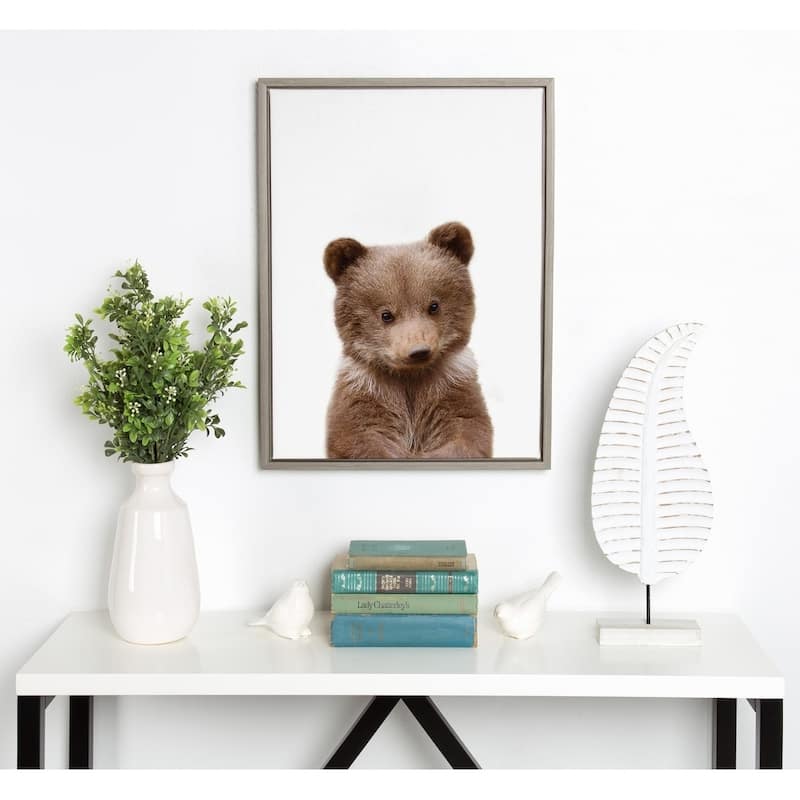Kate and Laurel Sylvie Baby Bear Framed Canvas by Amy Peterson