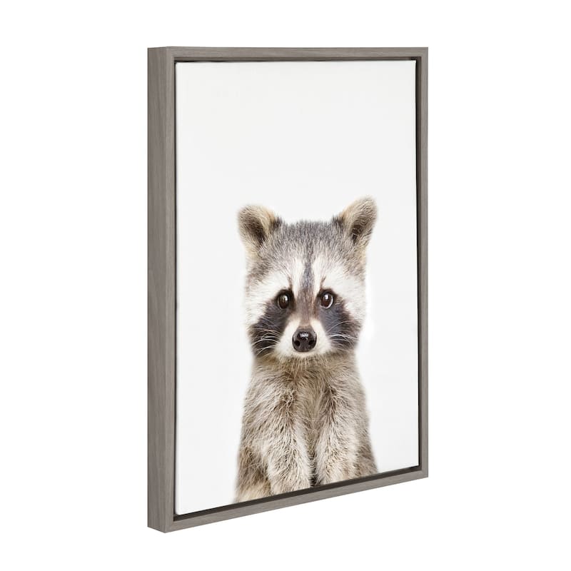 Kate and Laurel Sylvie Raccoon Framed Canvas by Amy Peterson
