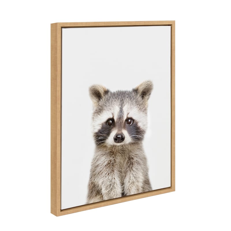 Kate and Laurel Sylvie Raccoon Framed Canvas by Amy Peterson