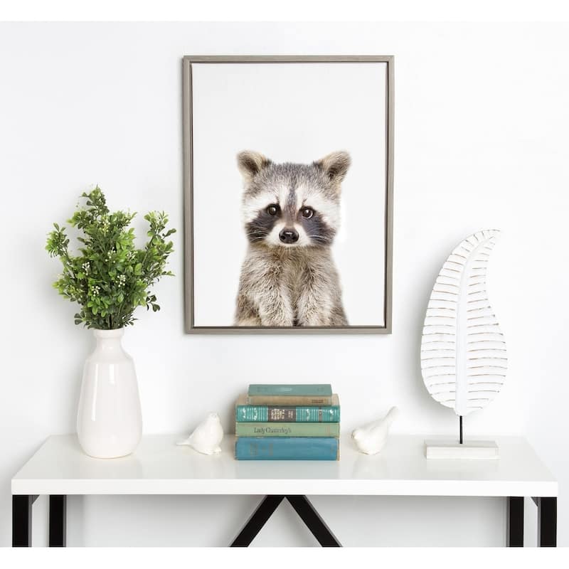Kate and Laurel Sylvie Raccoon Framed Canvas by Amy Peterson
