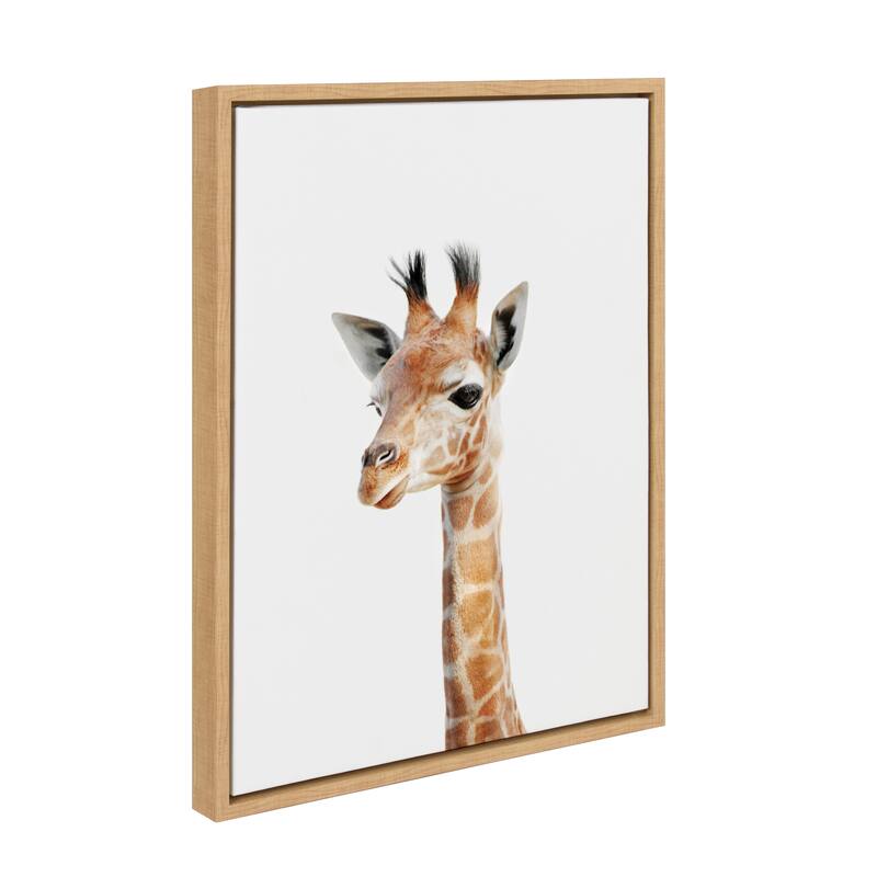 Kate and Laurel Sylvie Baby Giraffe Framed Canvas by Amy Peterson