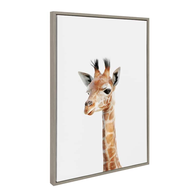 Kate and Laurel Sylvie Baby Giraffe Framed Canvas by Amy Peterson