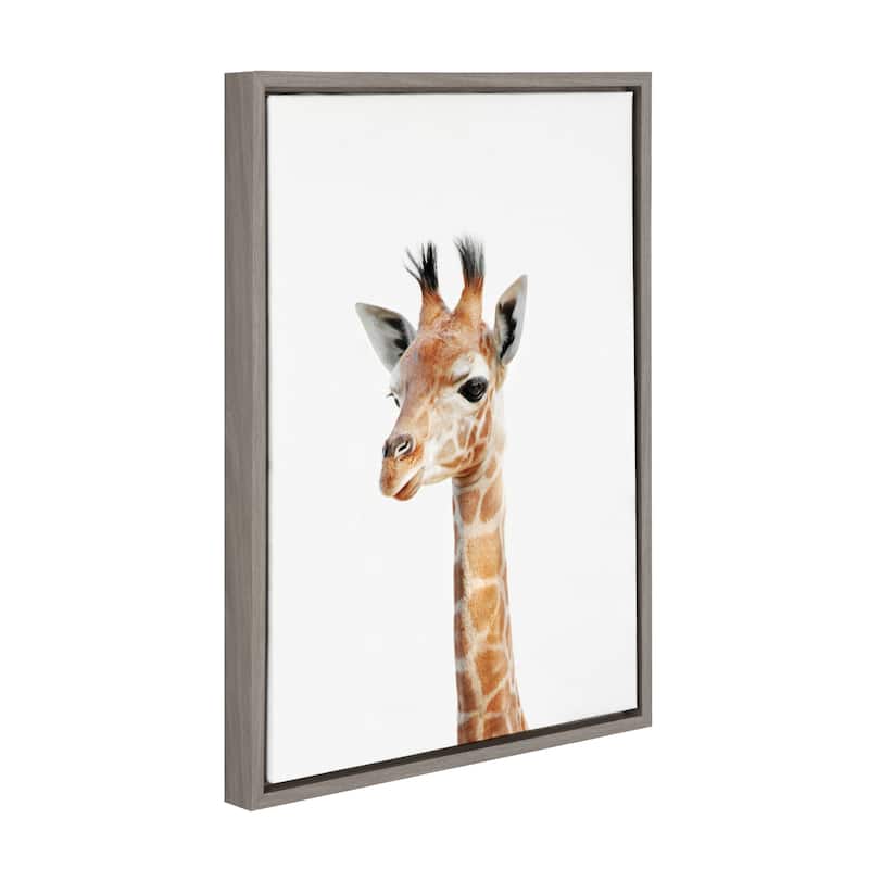 Kate and Laurel Sylvie Baby Giraffe Framed Canvas by Amy Peterson