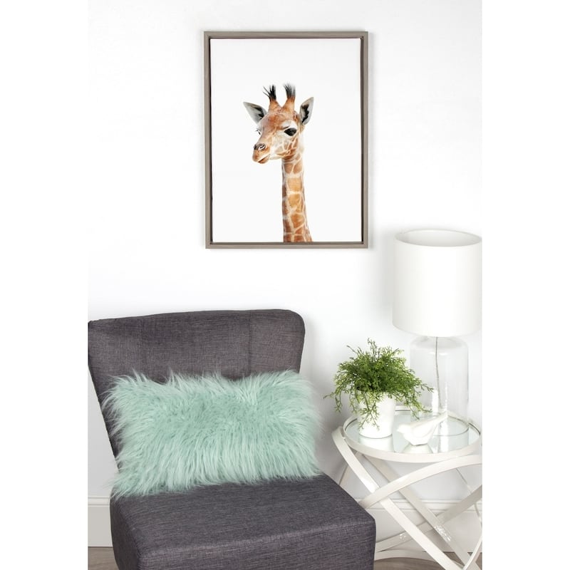 Kate and Laurel Sylvie Baby Giraffe Framed Canvas by Amy Peterson