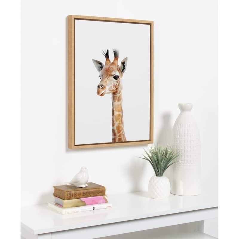 Kate and Laurel Sylvie Baby Giraffe Framed Canvas by Amy Peterson