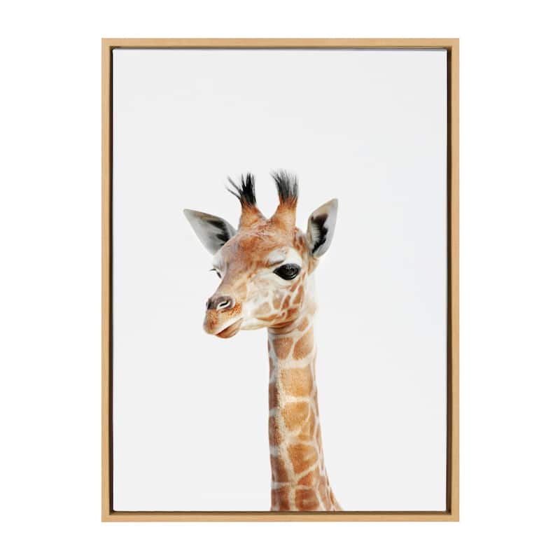 Kate and Laurel Sylvie Baby Giraffe Framed Canvas by Amy Peterson - 23x33 - Plastic - Natural
