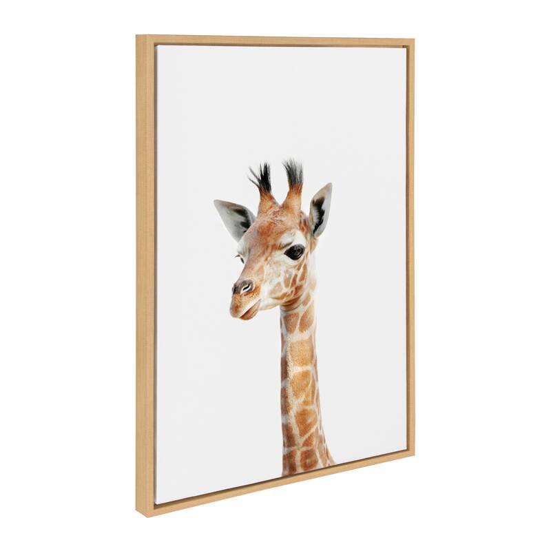 Kate and Laurel Sylvie Baby Giraffe Framed Canvas by Amy Peterson