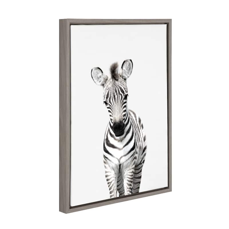 Kate and Laurel Sylvie Baby Zebra Framed Canvas by Amy Peterson