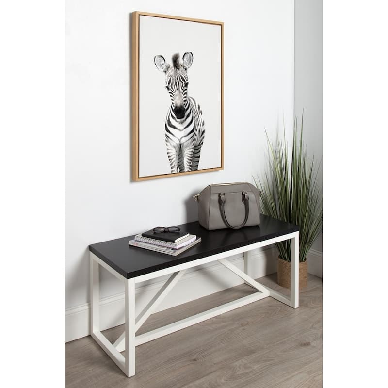 Kate and Laurel Sylvie Baby Zebra Framed Canvas by Amy Peterson