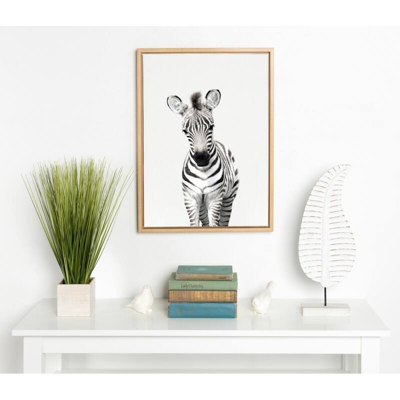Kate and Laurel Sylvie Baby Zebra Framed Canvas by Amy Peterson - 18x24 - Plastic - Natural