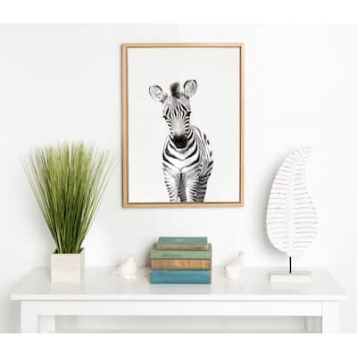 Kate and Laurel Sylvie Baby Zebra Framed Canvas by Amy Peterson