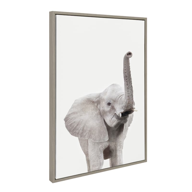 Kate and Laurel Sylvie Young Elephant Framed Canvas by Amy Peterson