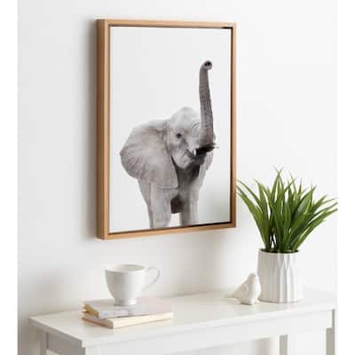 Kate and Laurel Sylvie Young Elephant Framed Canvas by Amy Peterson