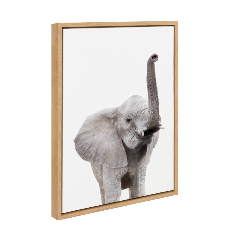 Kate and Laurel Sylvie Young Elephant Framed Canvas by Amy Peterson