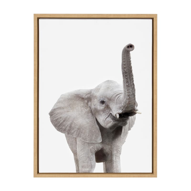 Kate and Laurel Sylvie Young Elephant Framed Canvas by Amy Peterson - 18x24 - Plastic - Brown