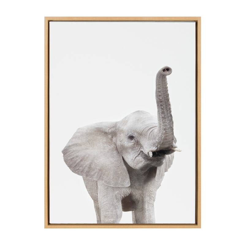 Kate and Laurel Sylvie Young Elephant Framed Canvas by Amy Peterson - 23x33 - Plastic - Brown