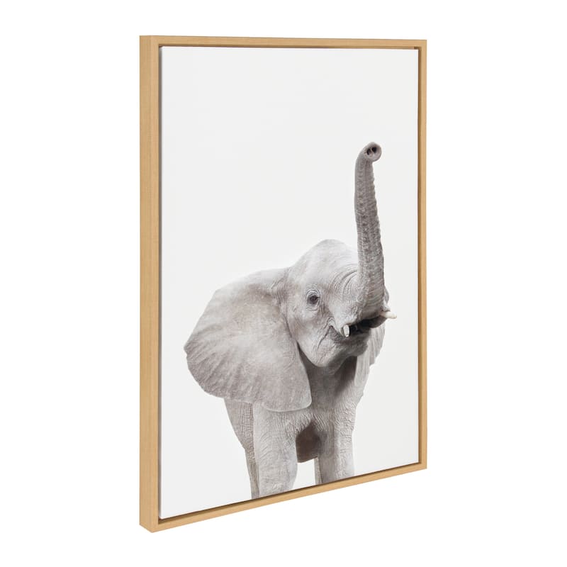 Kate and Laurel Sylvie Young Elephant Framed Canvas by Amy Peterson