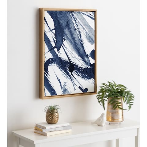 Kate and Laurel Sylvie Indigo Watercolor Framed Canvas by Amy Peterson