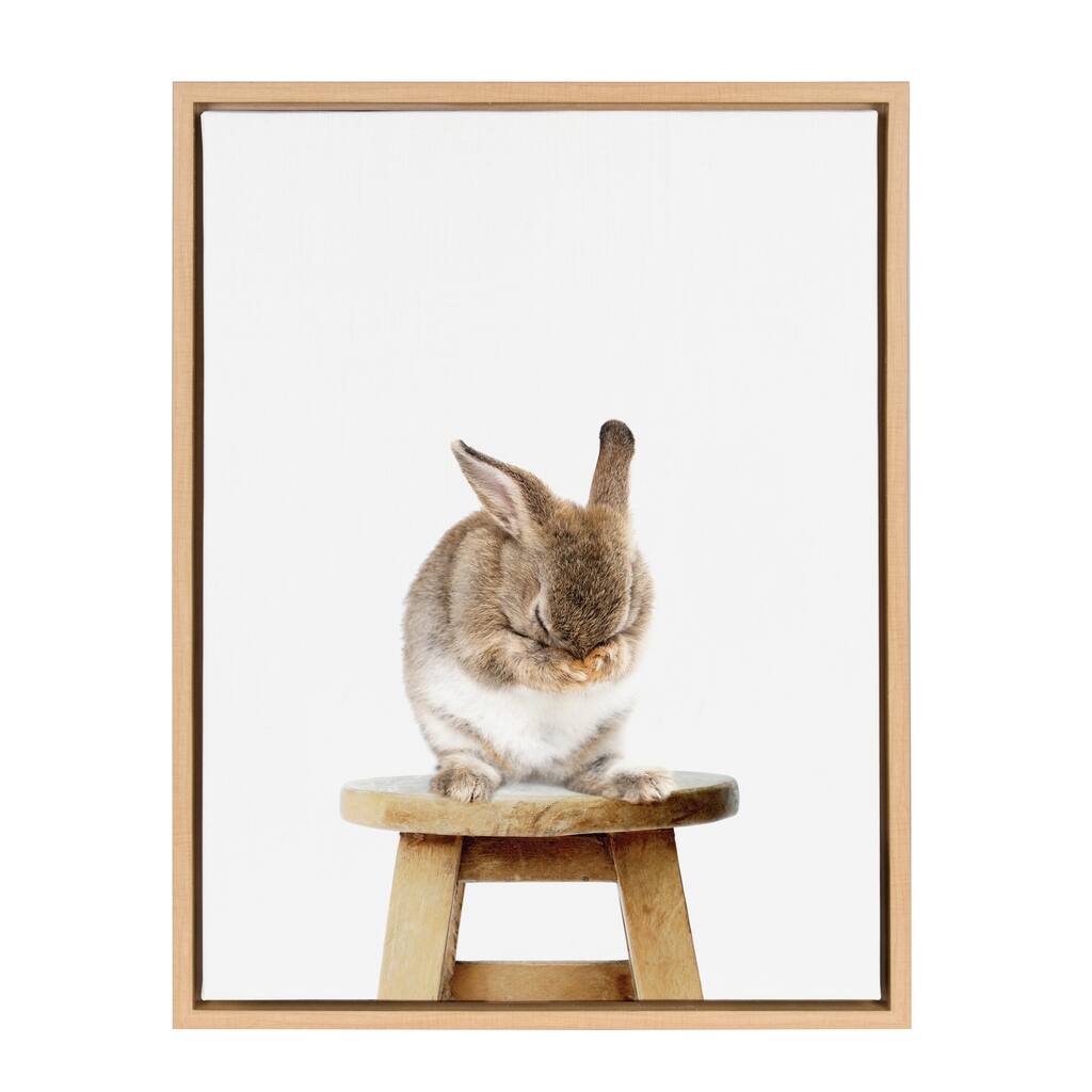 Sylvie Shy Bunny Rabbit Animal Print Framed Canvas Art by Amy Peterson