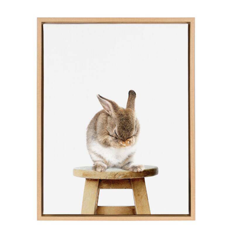 Sylvie Shy Bunny Rabbit Animal Print Framed Canvas Art by Amy Peterson