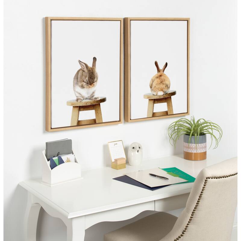 Sylvie Shy Bunny Rabbit Animal Print Framed Canvas Art by Amy Peterson