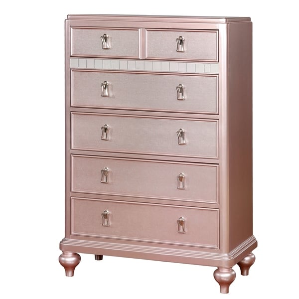 slide 3 of 3, Copper Grove Dzhebel I Traditional 5-drawer Chest Rose Gold