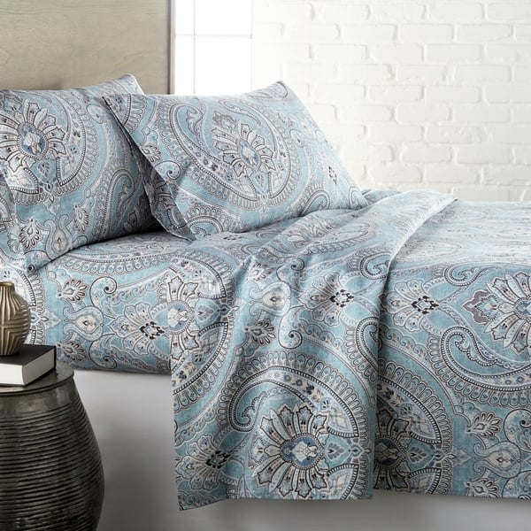 slide 2 of 6, Vilano Deep Pocket Ultra-Soft Pure Melody 4-piece Paisley Bed Sheet Set