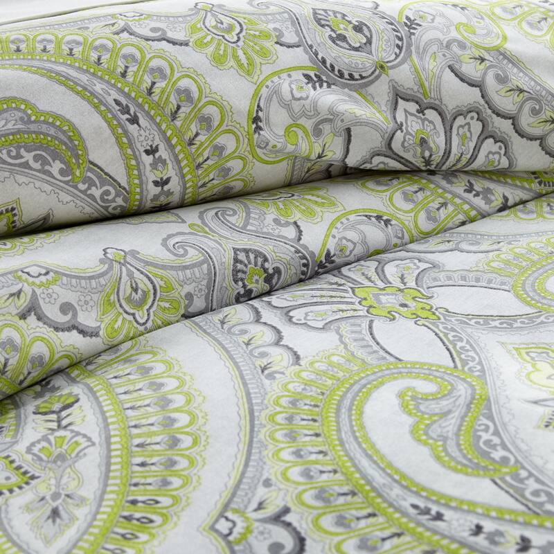 Vilano Premium Ultra-Soft Pure Melody Paisley Duvet Cover and Sham Set - Green - Twin - Twin XL