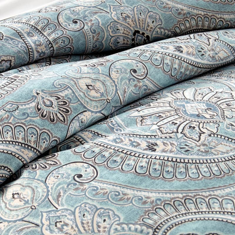 Vilano Premium Ultra-Soft Pure Melody Paisley Duvet Cover and Sham Set - Aqua - Twin - Twin XL
