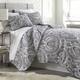 Vilano Ultra-soft Lightweight Pure Melody 3-piece Paisley Quilt Set - Black - Full - Queen