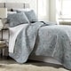preview thumbnail 1 of 4, Lightweight Pure Melody 3-piece Paisley Quilt Set Aqua - Full - Queen