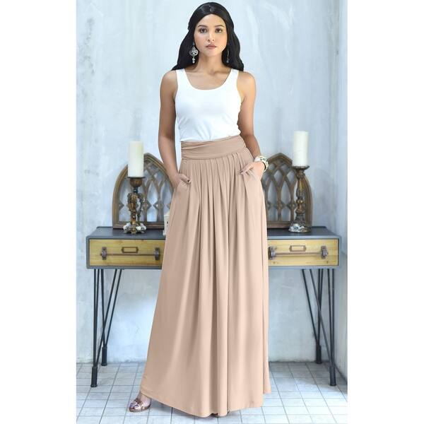 Shop Koh Koh Womens Long Pleated Flowy Vintage Workwear Flowy Maxi Skirt Overstock 20102628
