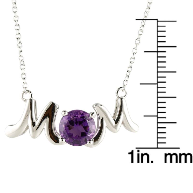 Sterling Silver 1.92ctw African Amethyst Mom Pendant Necklace, 18"L - Purple
