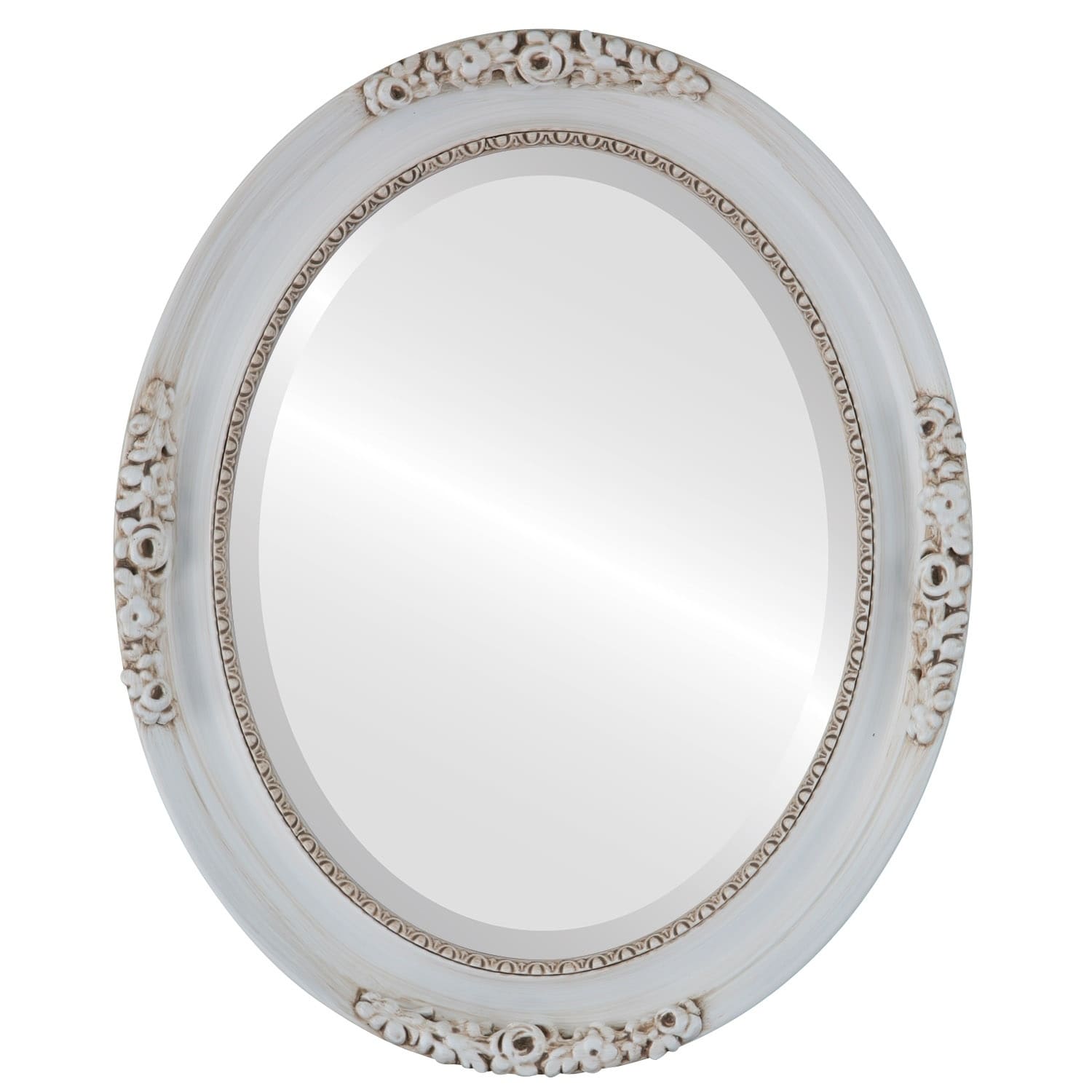 Versailles Framed Oval Mirror in Antique White - Antique White