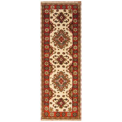 Handmade Herat Oriental Indo Hand-Knotted Tribal Kazak Wool Runner (India) - 2'10 x 8'4