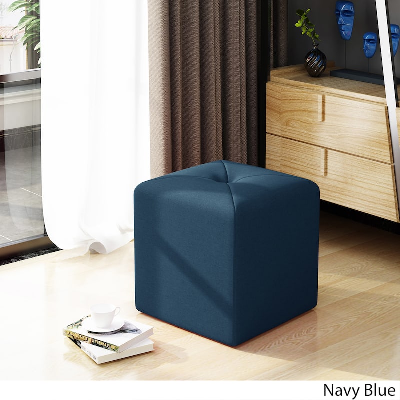 Cayla Square Fabric Ottoman by Christopher Knight Home - Blue
