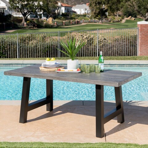 Lido Outdoor Rectangle Concrete Picnic Dining Table by Christopher Knight Home - 70.00"L x 35.00"W x 30.00"H