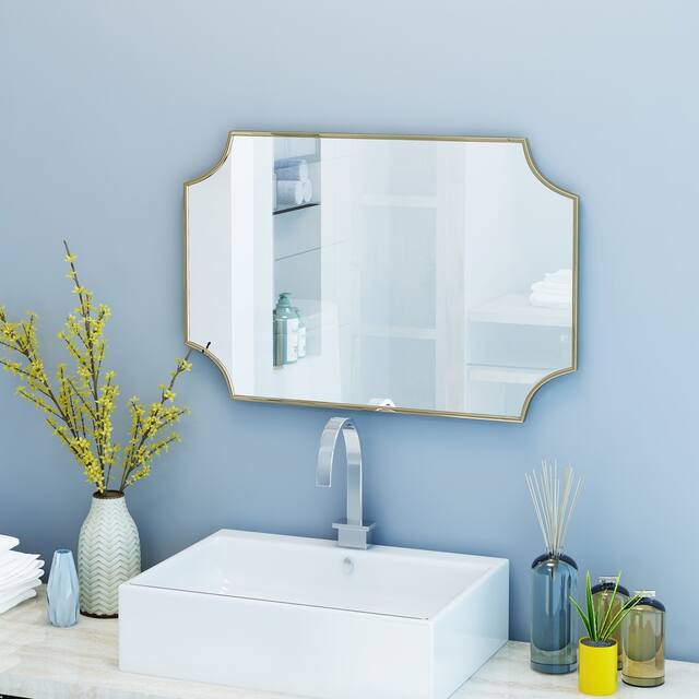 Verne Gold Finish Glam Wall Mirror by Christopher Knight Home - N/A
