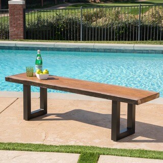 Caldwell Outdoor Faux Live Edge Rectangle Concrete Picnic Dining Bench by Christopher Knight Home