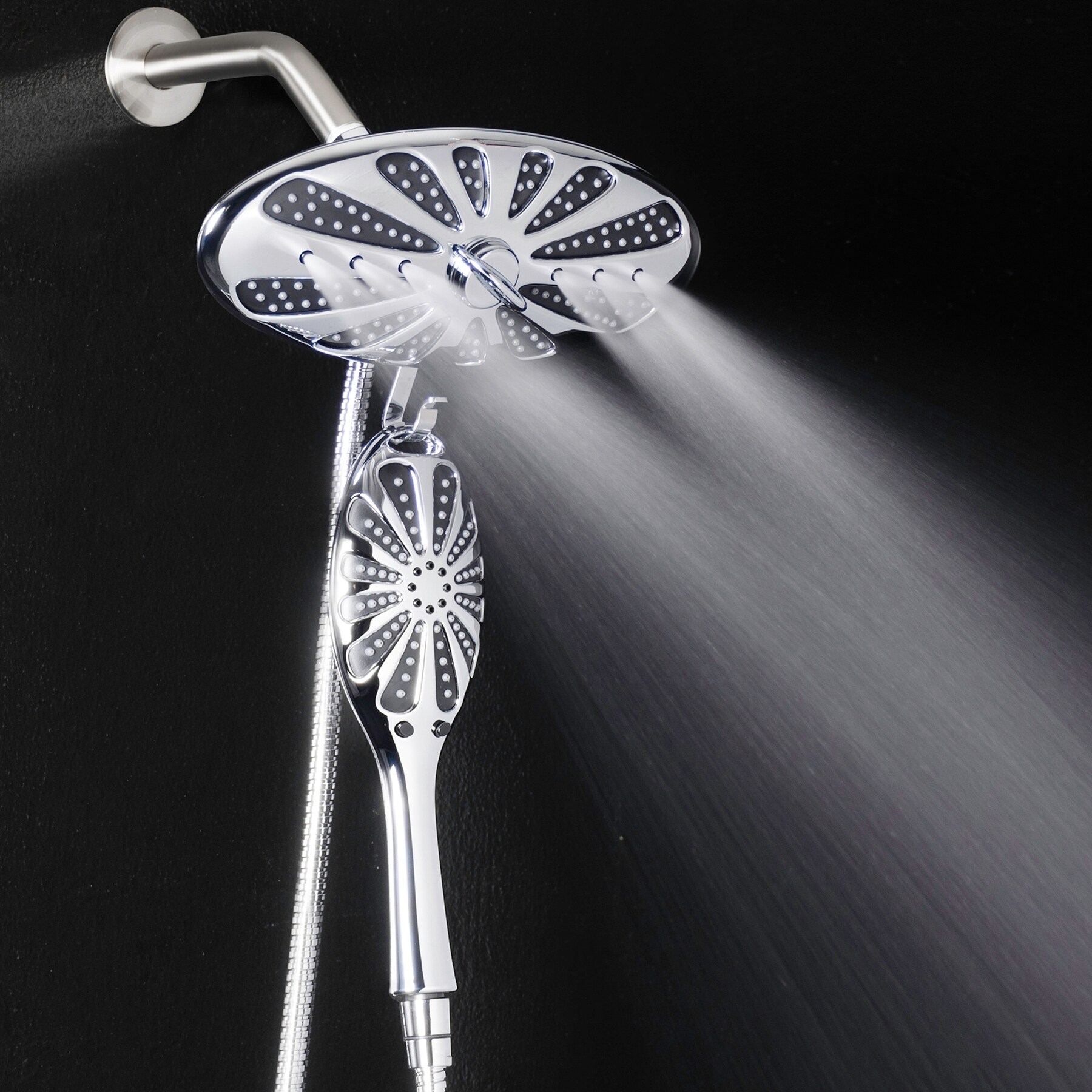 AKDY Oval Chrome Shower Head 2-in-1 Multi-Function 3 Settings