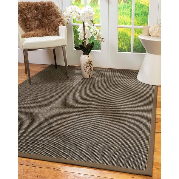Natural Area Rugs 100%, Natural Fiber Handmade Chateau, Black/Brown Sisal Rug, Fossil Border - 4' x 6'