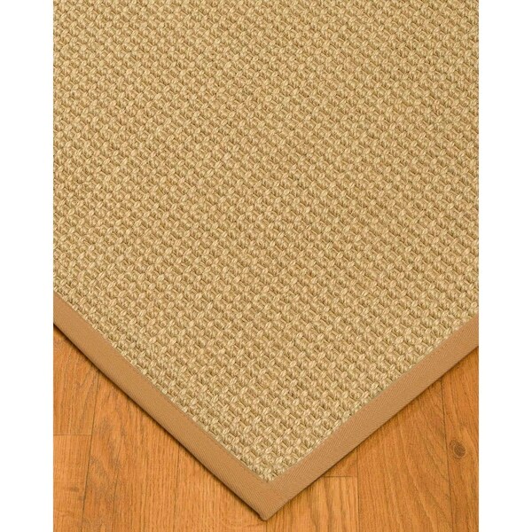 Natural Area Rugs 100%, Natural Fiber Handmade Chunky Logan, Beige Sisal Rug, Khaki Border - 4' x 6'
