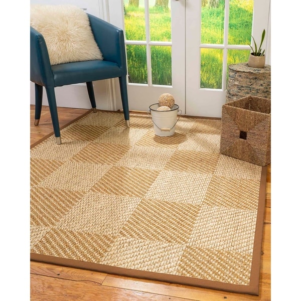 Natural Area Rugs 100%, Natural Fiber Handmade Chunky Nirvana, Bronze/Beige Sisal Rug, Sienna Border - 4' x 6'