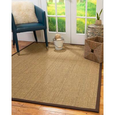 Natural Area Rugs 100%, Natural Fiber Handmade Hamptons, Natural Seagrass Rug, Fudge Border - 4' x 6'