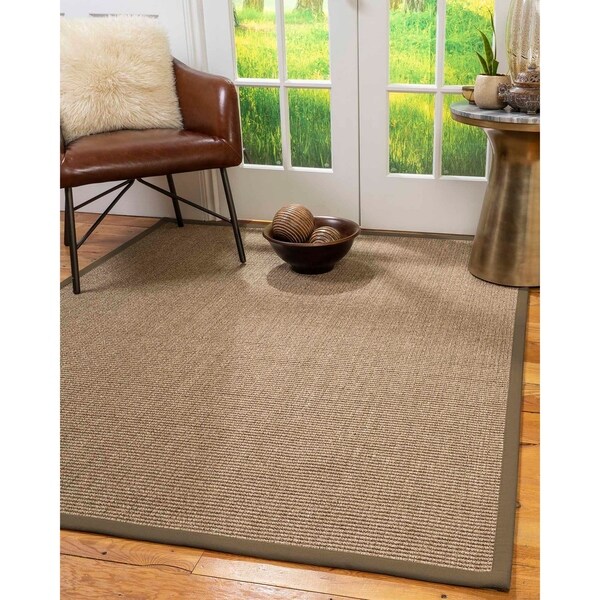 Natural Area Rugs 100%, Natural Fiber Handmade Sandstone, Brown/Multi Sisal Rug, Fossil Border - 4' x 6'