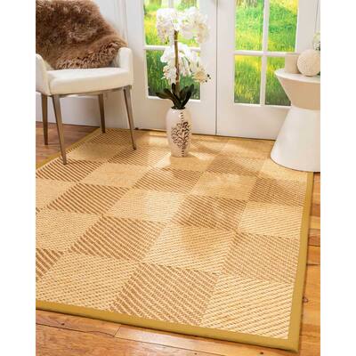 Natural Area Rugs 100%, Natural Fiber Handmade Osaka, Bronze/Gold Sisal Rug, Tan Border - 4' x 6'