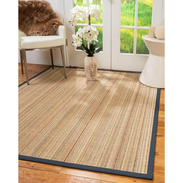 Natural Area Rugs 100%, Natural Fiber Handmade Resort, Brown/Multi Sisal Rug, Marine Border - 4' x 6'