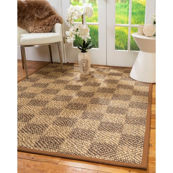 Natural Area Rugs 100%, Natural Fiber Handmade Parson, Brown/Multi Sisal Rug, Sienna Border - 4' x 6'