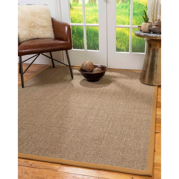 Natural Area Rugs 100%, Natural Fiber Handmade Sandstone, Brown/Multi Sisal Rug, Khaki Border - 4' x 6'