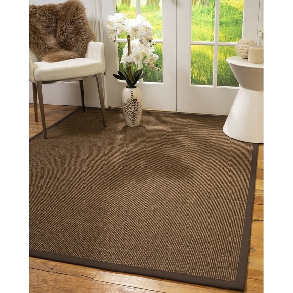 Natural Area Rugs, Rectangle (4'X6'), 100% Natural Fiber Normandie, Sisal Dark Brown/Multi,Handmade - 4' x 6'